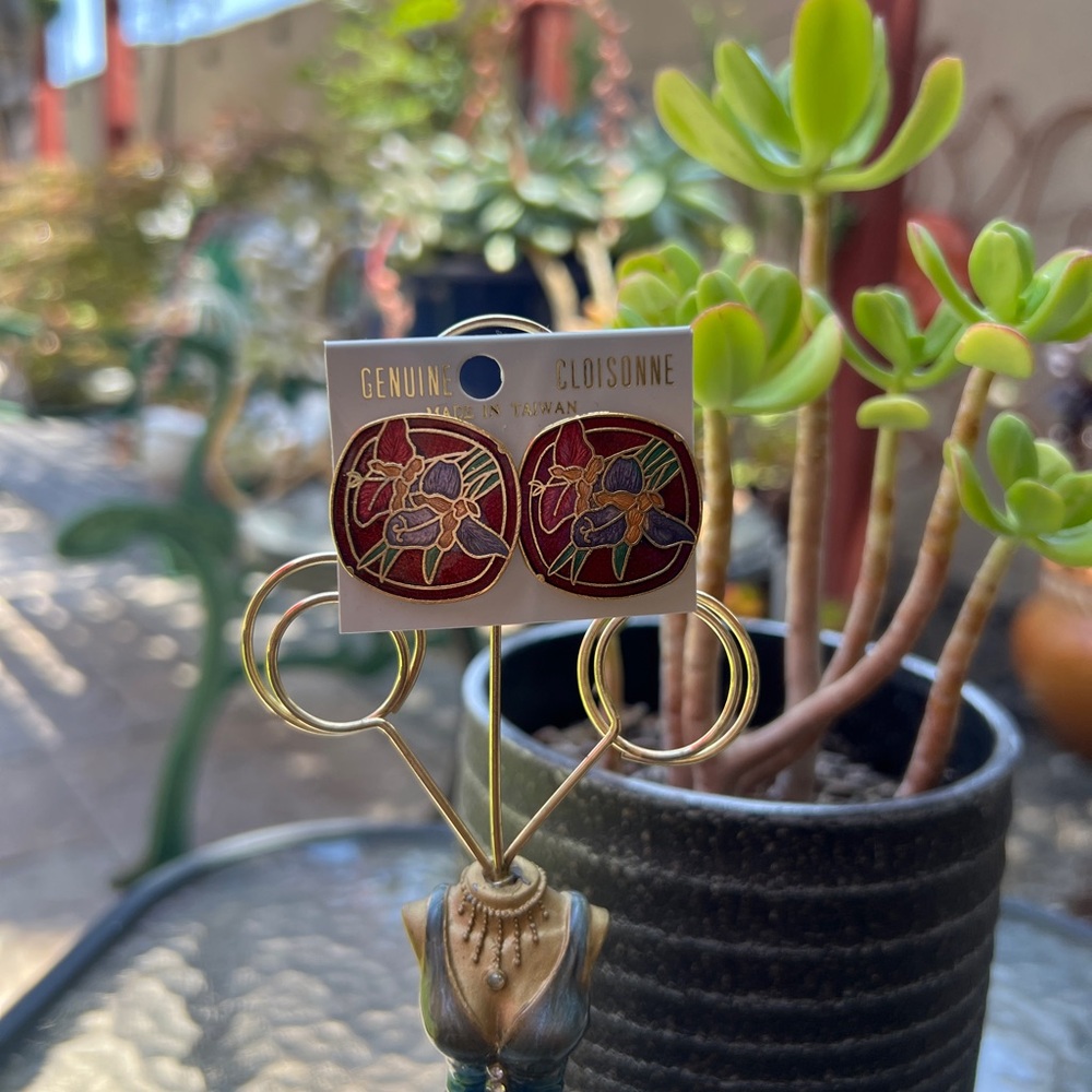 NEW Genuine Cloisonné Enamel Earrings